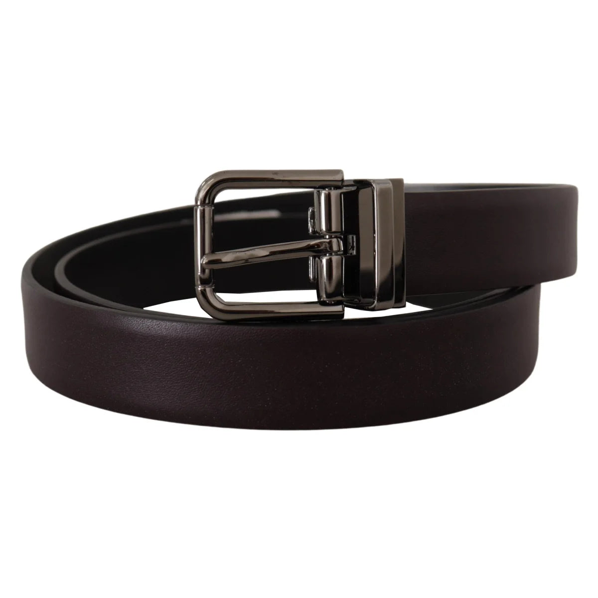 Dolce Gabbana Leather Belt Dark Brown Dress Style Metal Buckle &