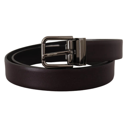 Dolce Gabbana Leather Belt Dark Brown Dress Style Metal Buckle &