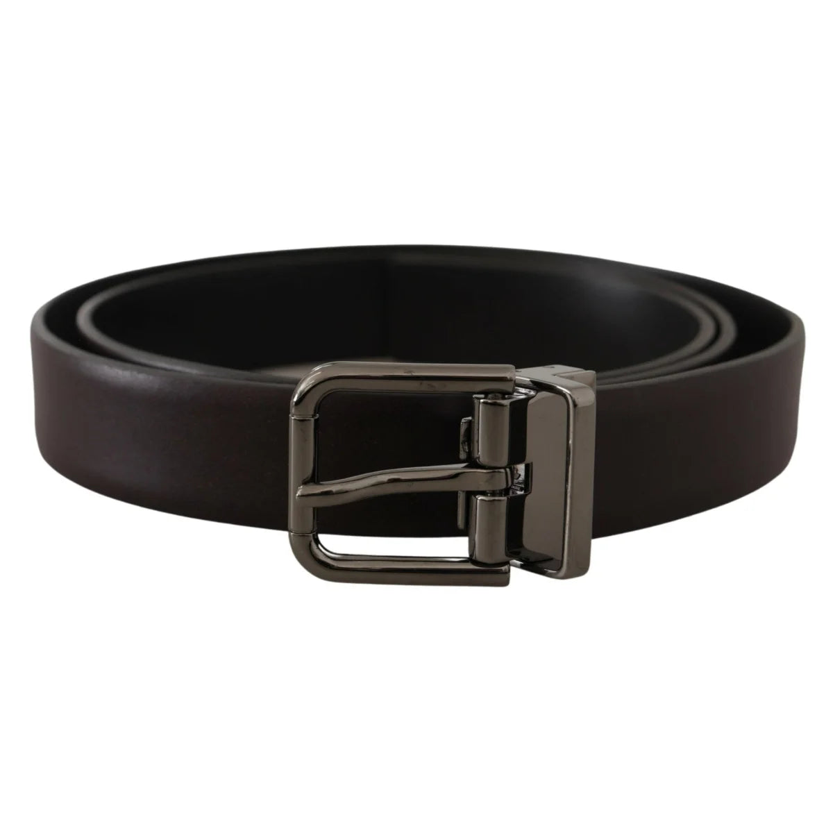 Dolce Gabbana Leather Belt Dark Brown Dress Style Metal Buckle &