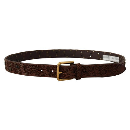 DOLCE GABBANA Leather Belt with Eye Catching Engraved Logo Buckle Dolce & Gabbana