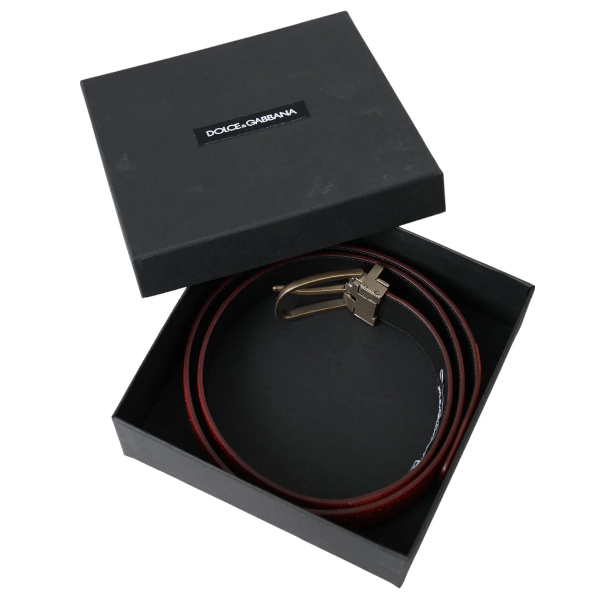 Dolce Gabbana Leather Belt with Metal Buckle Closure &