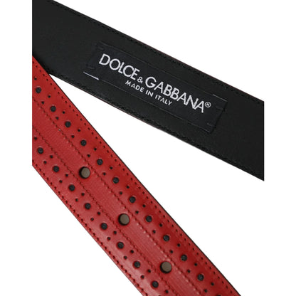 Dolce Gabbana Leather Belt with Metal Buckle Closure &