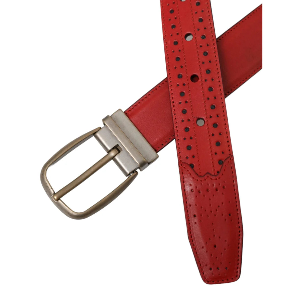 Dolce Gabbana Leather Belt with Metal Buckle Closure &