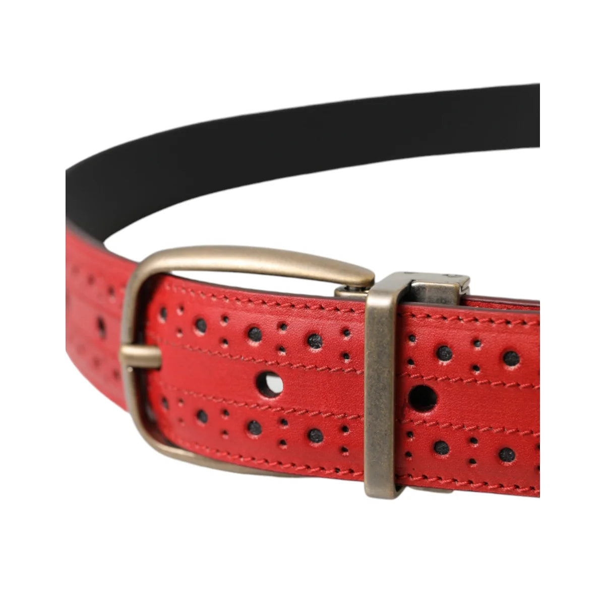 Dolce Gabbana Leather Belt with Metal Buckle Closure &