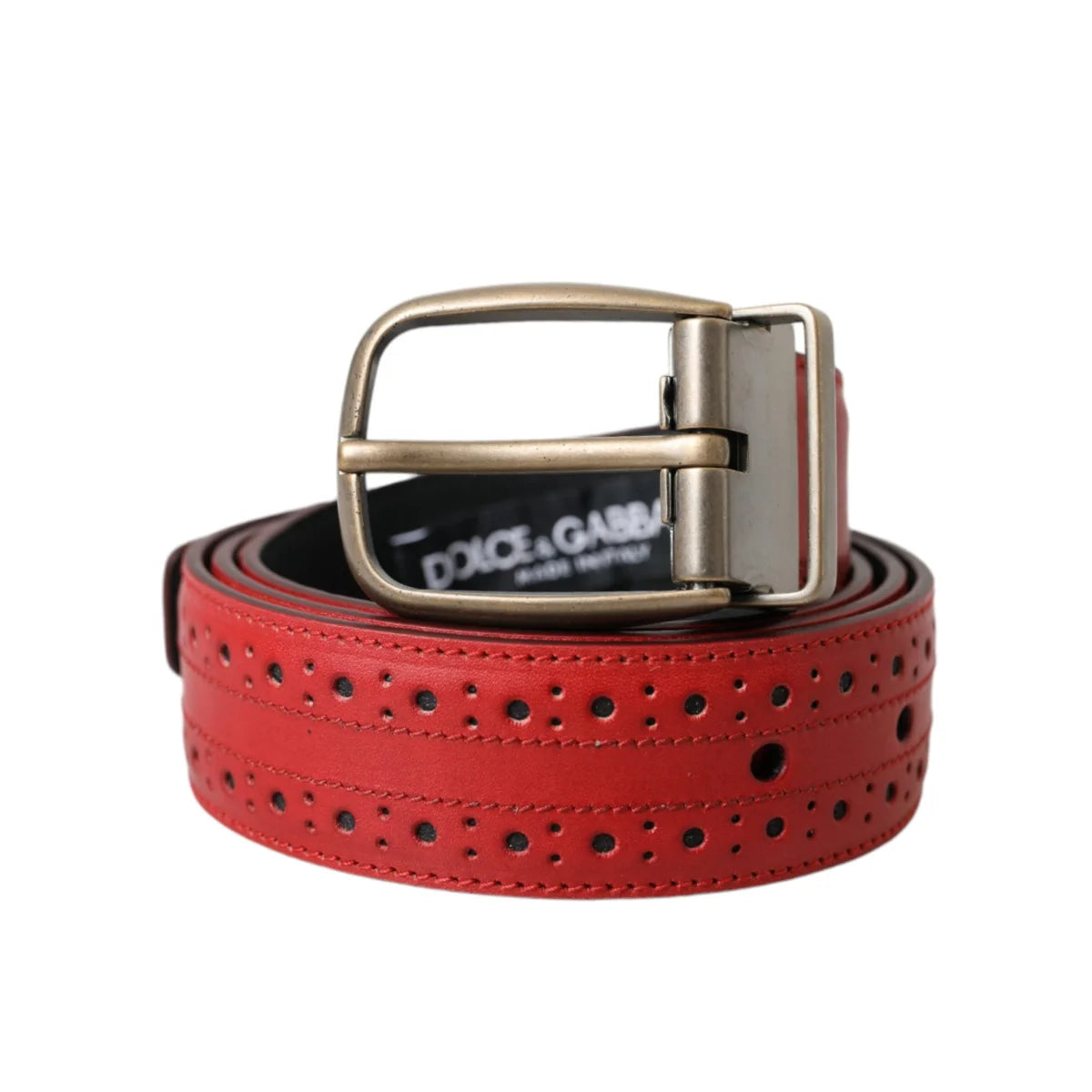 Dolce Gabbana Leather Belt with Metal Buckle Closure &