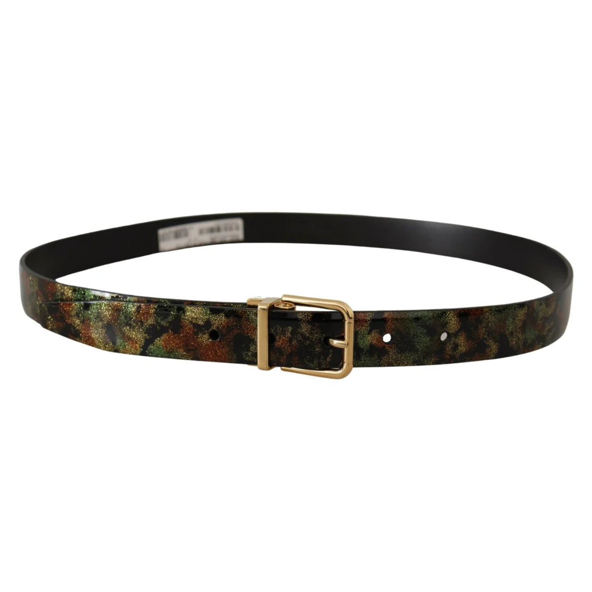 DOLCE & GABBANA Gabbana Leather Belt Radiates Bronze Metal Brilliance Dolce