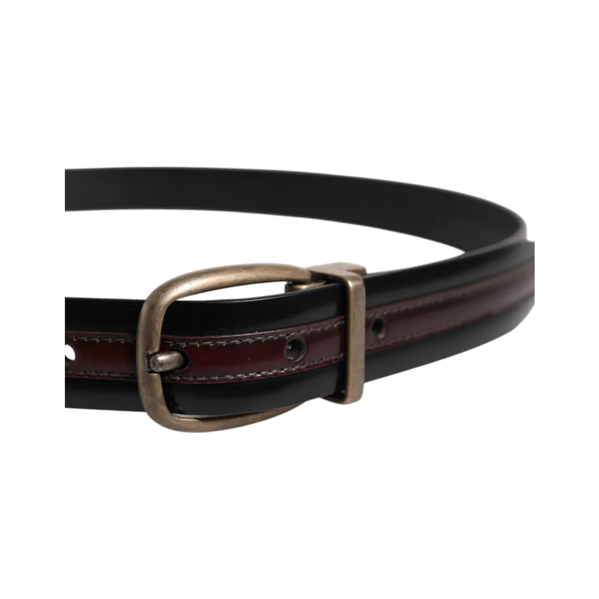 Dolce and Gabbana Leather Belt with Striking Metal Buckle Closure &