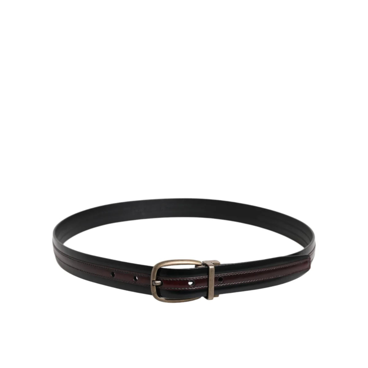 Dolce and Gabbana Leather Belt with Striking Metal Buckle Closure &
