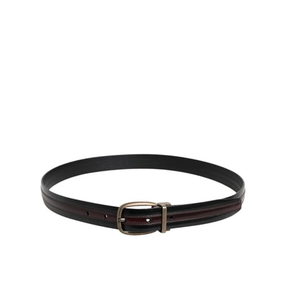 Dolce and Gabbana Leather Belt with Striking Metal Buckle Closure &