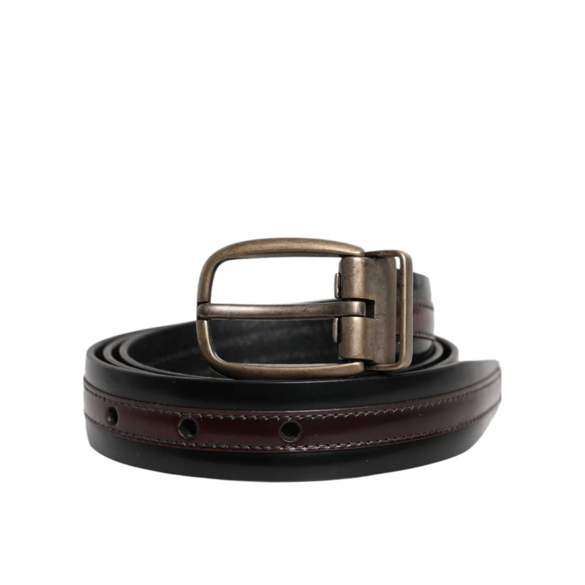 Dolce and Gabbana Leather Belt with Striking Metal Buckle Closure &