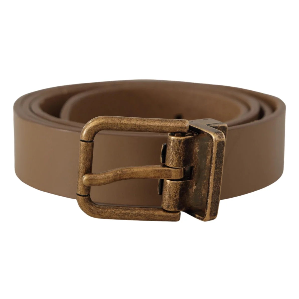 Dolce Gabbana Leather Belt with Stunning Brass Tone Buckle &