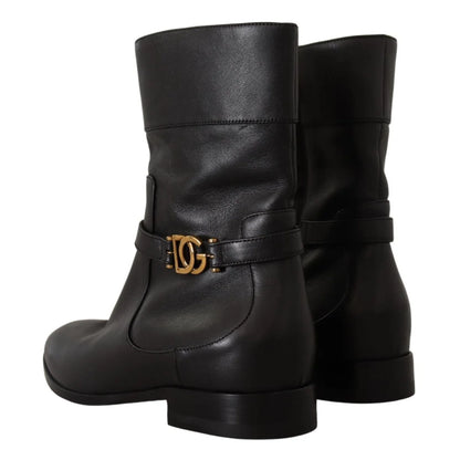 DOLCE & GABBANA Leather Biker Boots Unleashed Elegance Dolce Gabbana