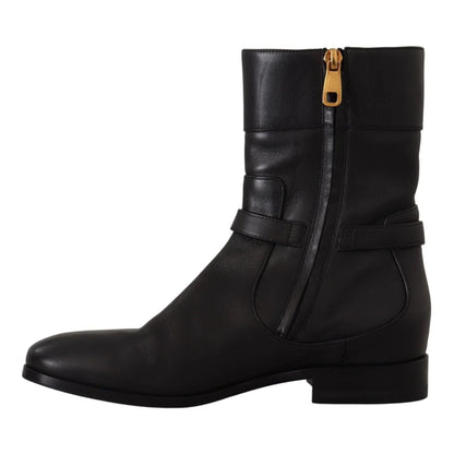 DOLCE & GABBANA Leather Biker Boots Unleashed Elegance Dolce Gabbana