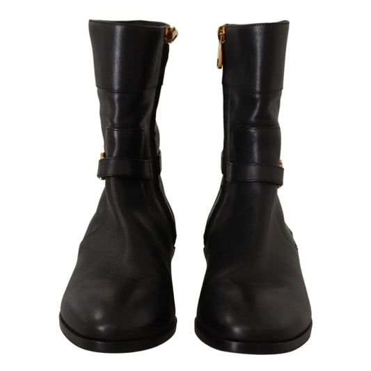DOLCE & GABBANA Leather Biker Boots Unleashed Elegance Dolce Gabbana