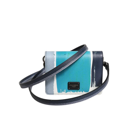 Dolce Gabbana Leather Card Holder with Logo and Strap &