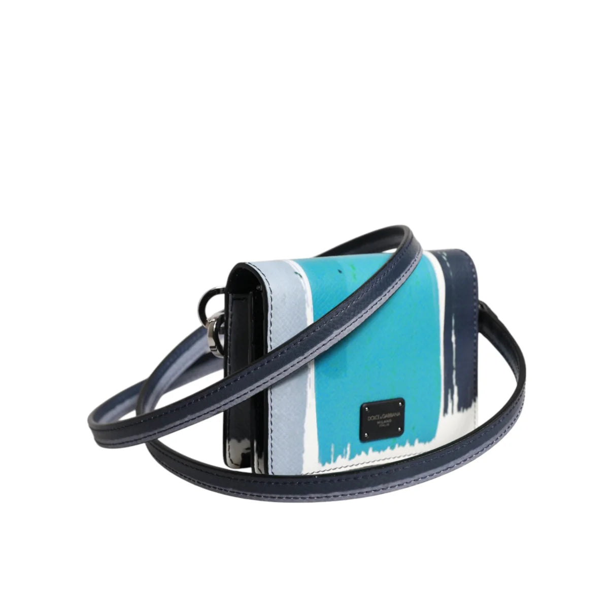 Dolce Gabbana Leather Card Holder with Logo and Strap &