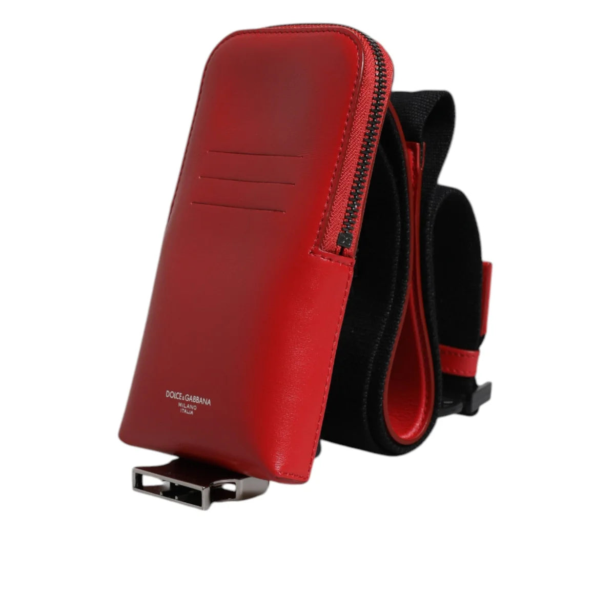 Dolce Gabbana Leather Card Holder with Strap and Multiple Slots &