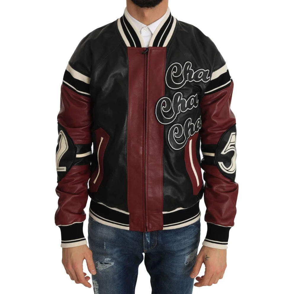 Dolce & Gabbana Leather Club Lounge Black Red Jacket