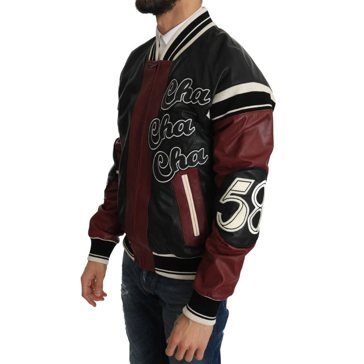 Dolce & Gabbana Leather Club Lounge Black Red Jacket