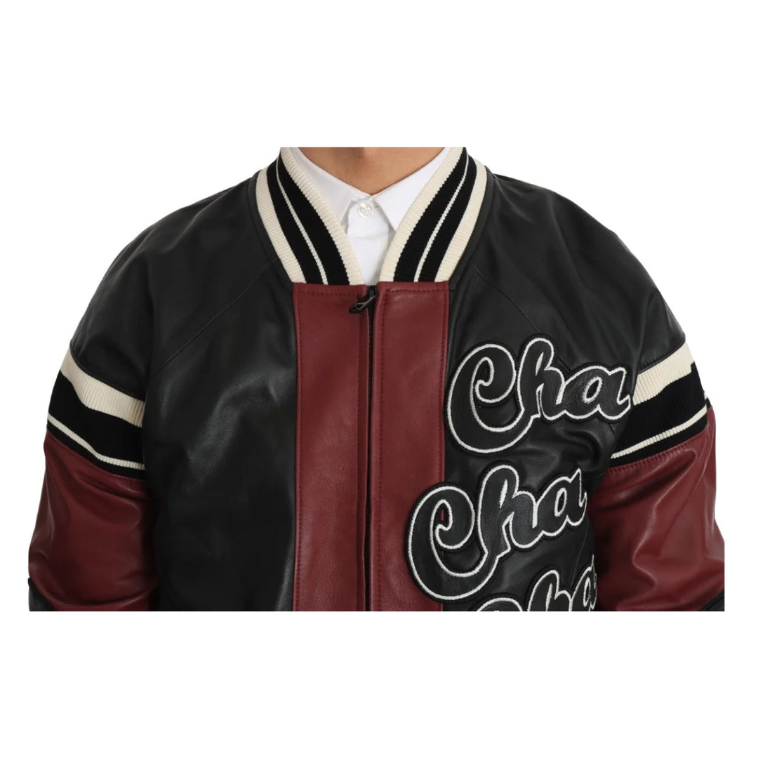Dolce & Gabbana Leather Club Lounge Black Red Jacket