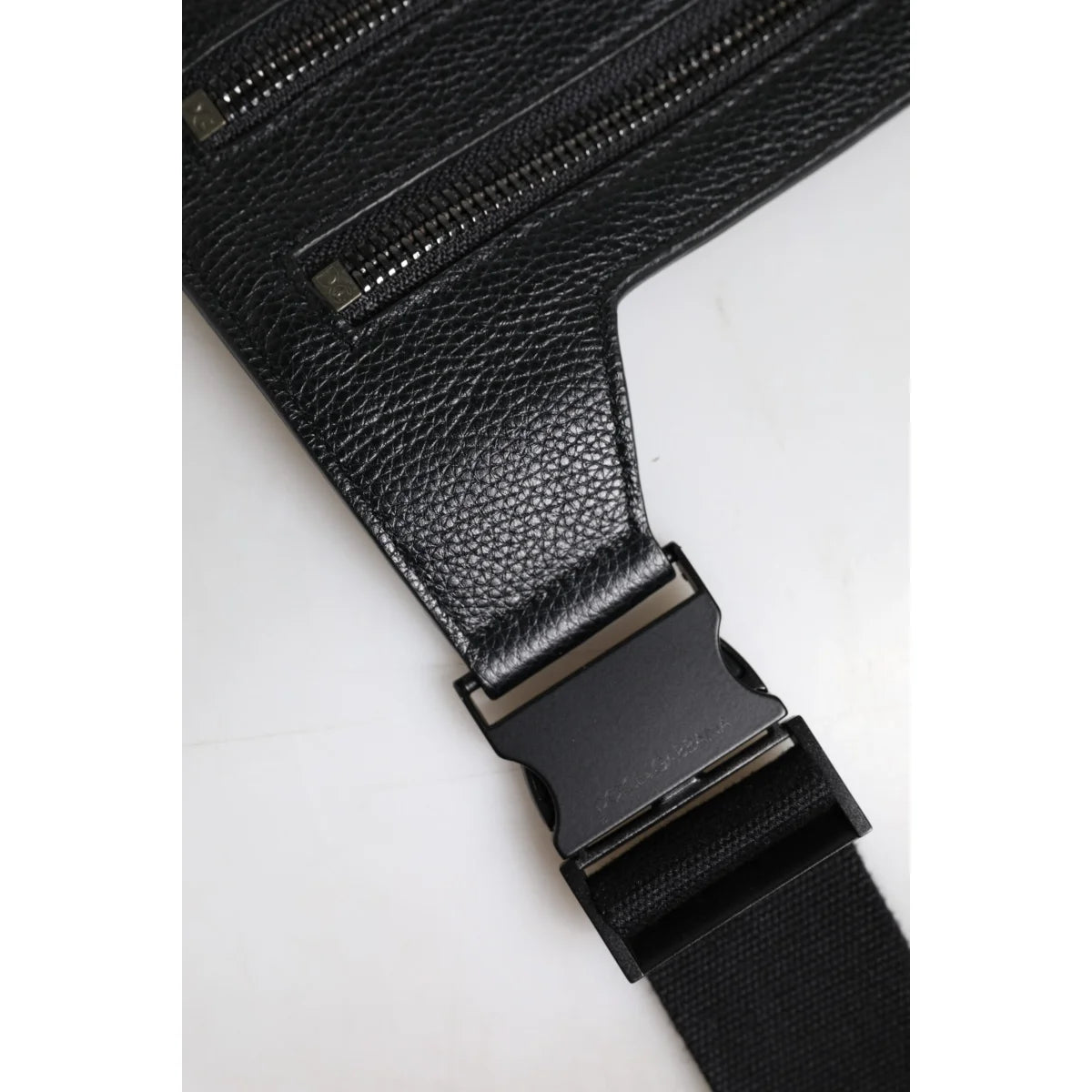 Dolce Gabbana Leather Crossbody Bag with Logo Plaque and Zipped Pockets &