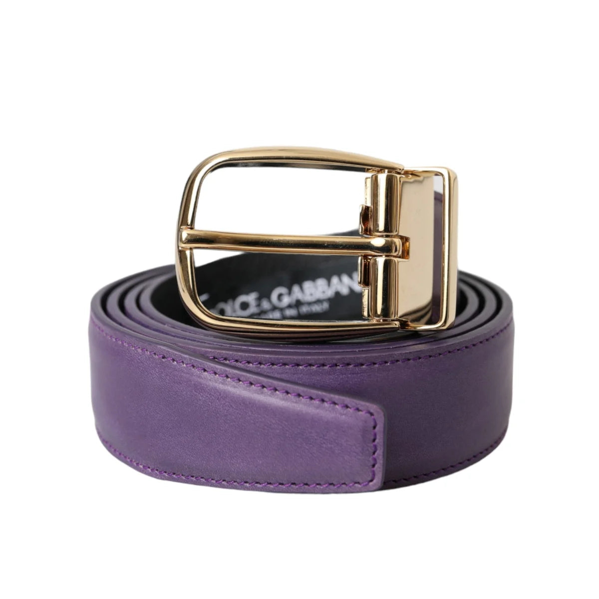 Dolce & Gabbana Leather Dress Belt with Eye Catching Metal Buckle