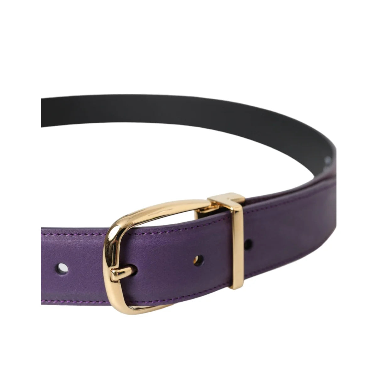 Dolce & Gabbana Leather Dress Belt with Eye Catching Metal Buckle