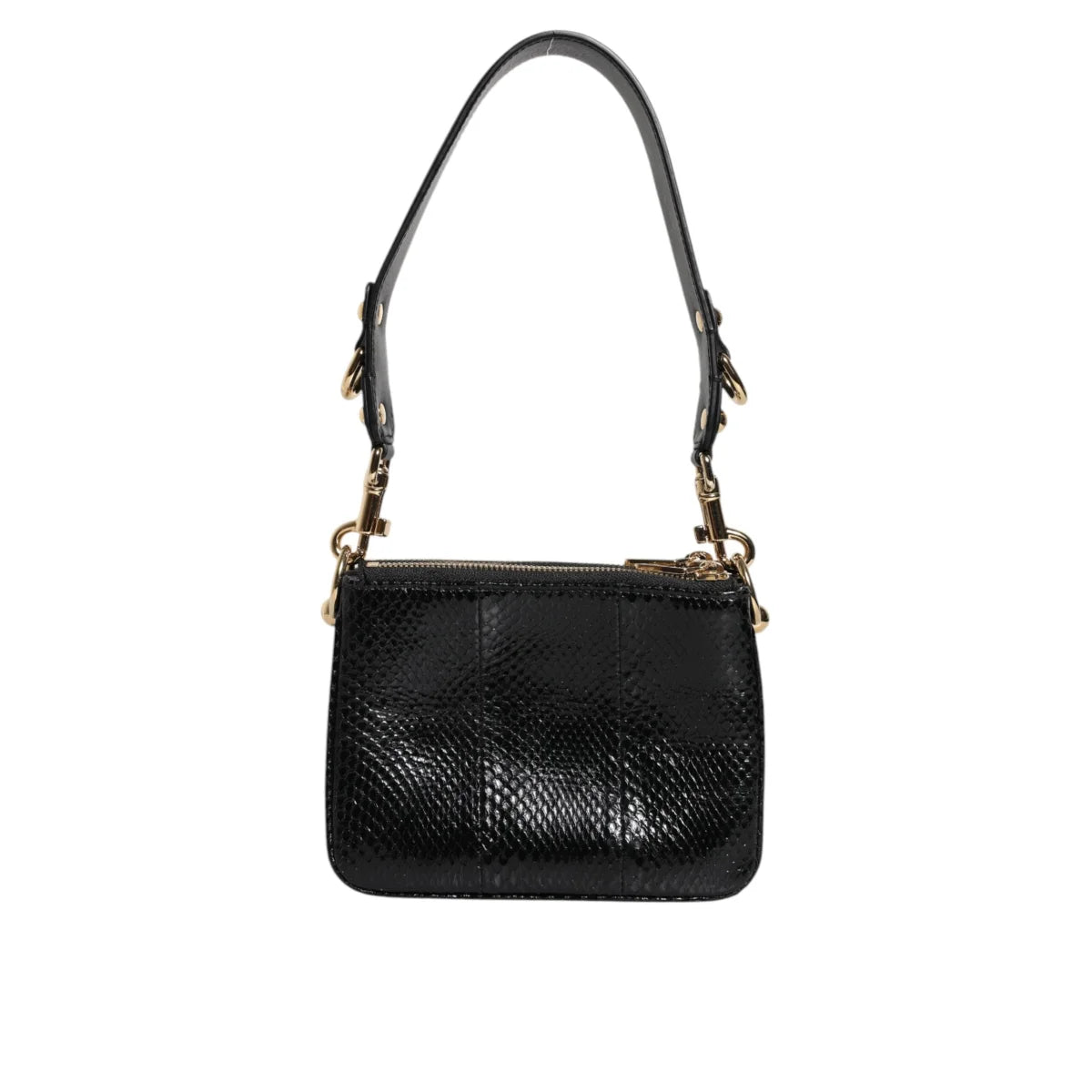 Dolce Gabbana Leather Dress Shoulder Bag with Gold-Tone Hardware &