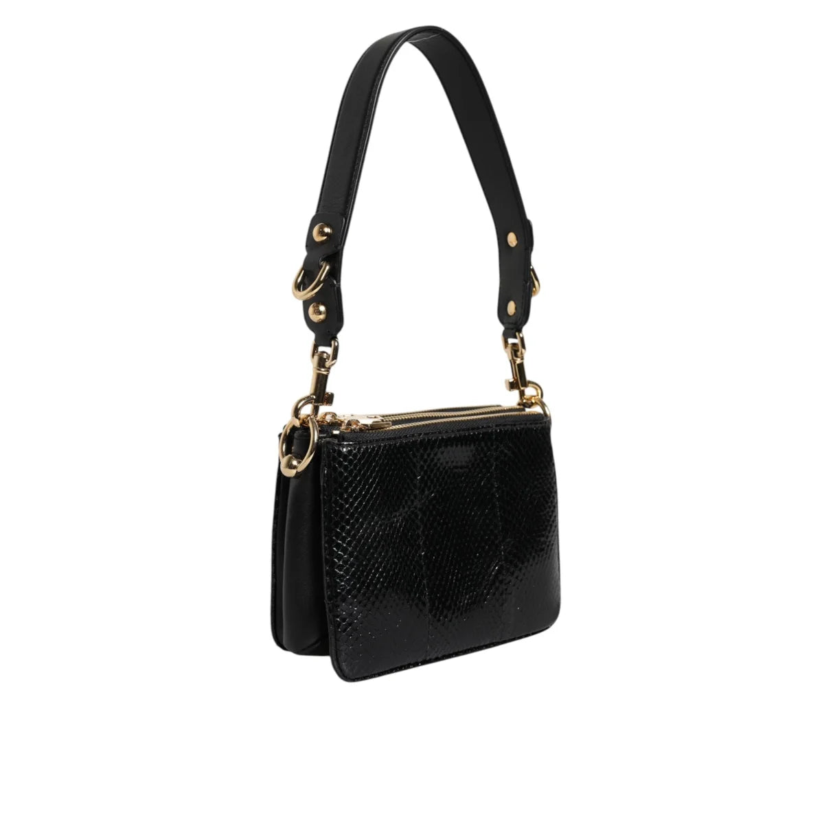 Dolce Gabbana Leather Dress Shoulder Bag with Gold-Tone Hardware &