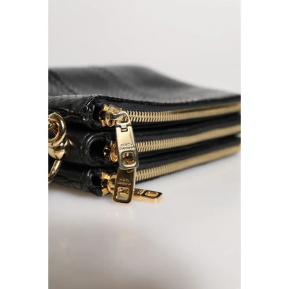 Dolce Gabbana Leather Dress Shoulder Bag with Gold-Tone Hardware &