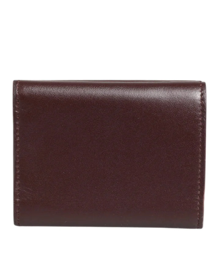 Dolce &amp; Gabbana Leather Embossed Logo Trifold Men Card Holder Dark Brown