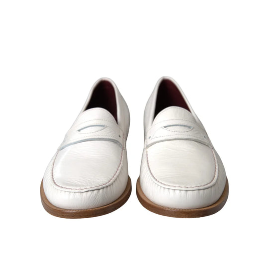 Dolce Gabbana Leather Flat Loafers Elegant Shoes &