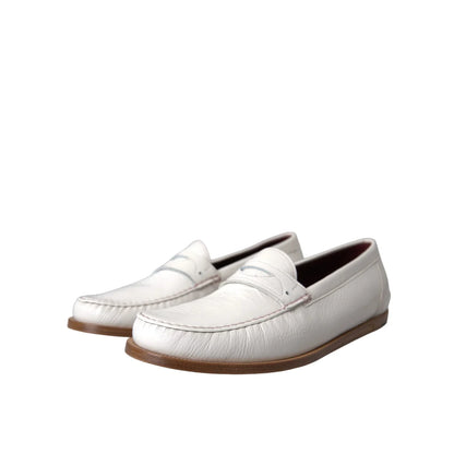 Dolce Gabbana Leather Flat Loafers Elegant Shoes &