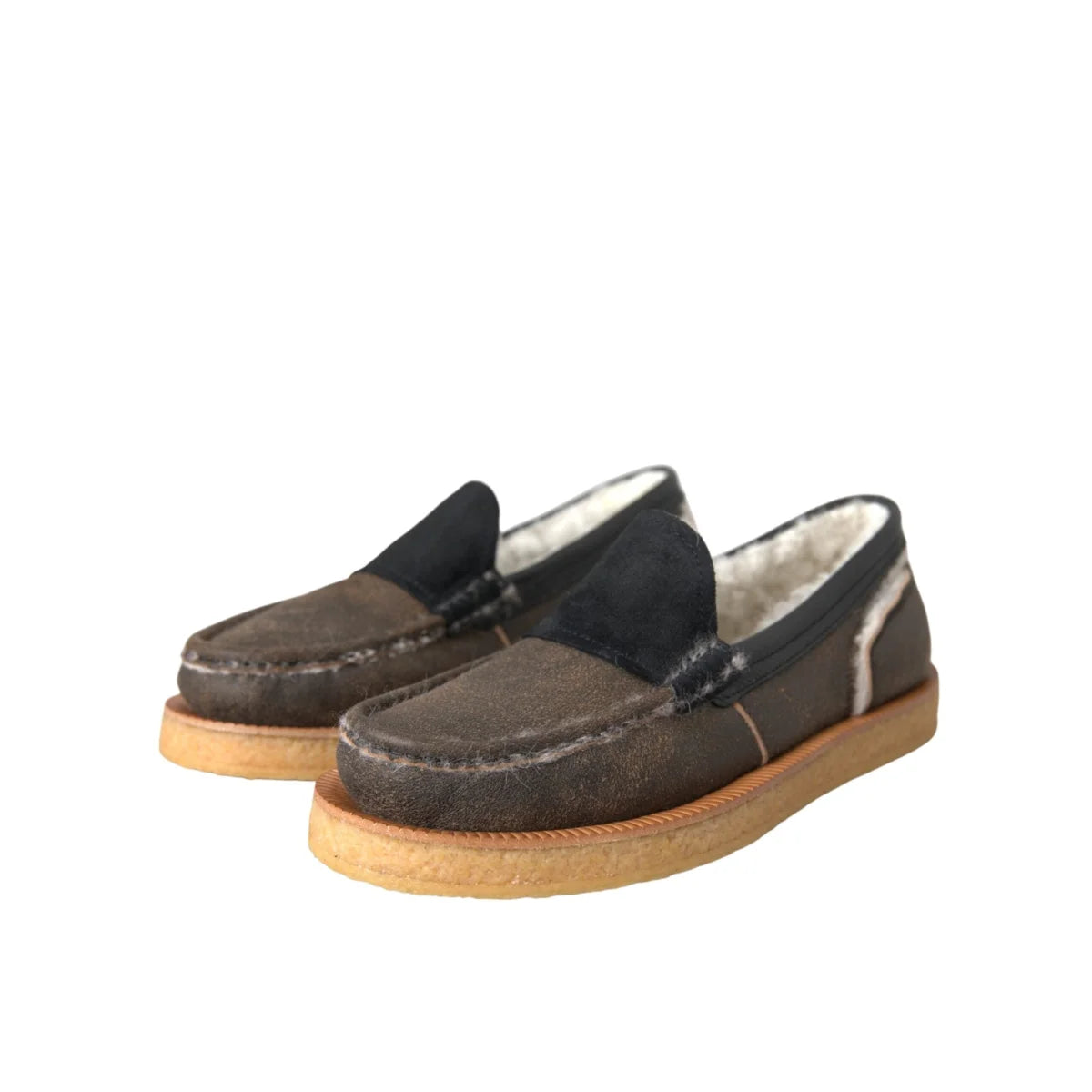 Dolce Gabbana Leather Fur Loafers Luxury Dress Shoes for Men &