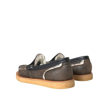 Dolce Gabbana Leather Fur Loafers Luxury Dress Shoes for Men &