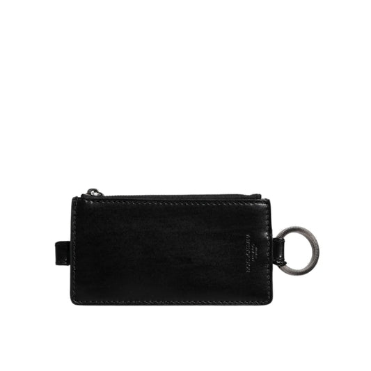 Dolce Gabbana Leather Lanyard Cardholder with Logo Patch &