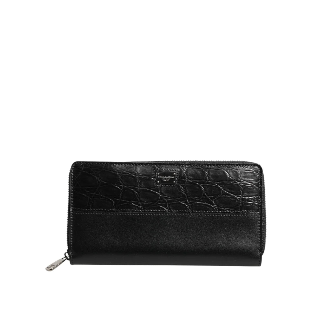 Dolce and Gabbana Leather Logo Patch Wallet with Zip Card Slots &