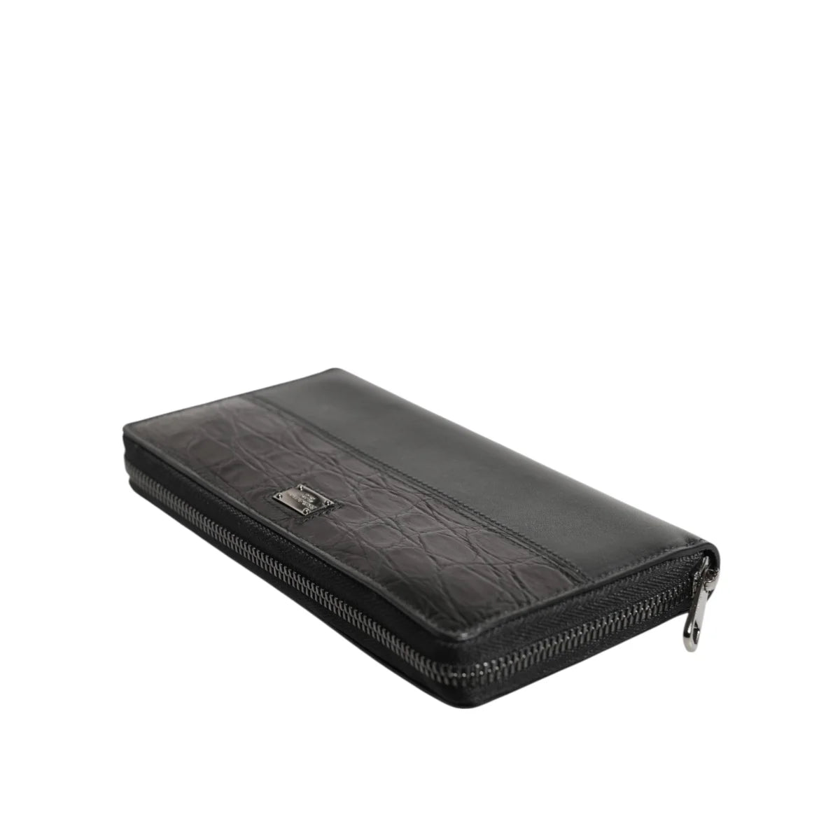 Dolce and Gabbana Leather Logo Patch Wallet with Zip Card Slots &