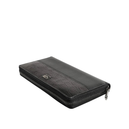 Dolce and Gabbana Leather Logo Patch Wallet with Zip Card Slots &