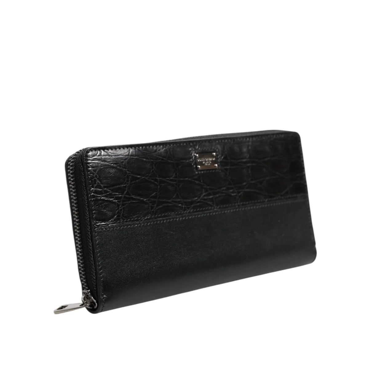 Dolce and Gabbana Leather Logo Patch Wallet with Zip Card Slots &