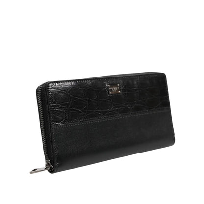 Dolce and Gabbana Leather Logo Patch Wallet with Zip Card Slots &