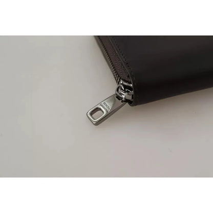 Dolce Gabbana Leather Wallet Luxurious Textured Zip Around Design &
