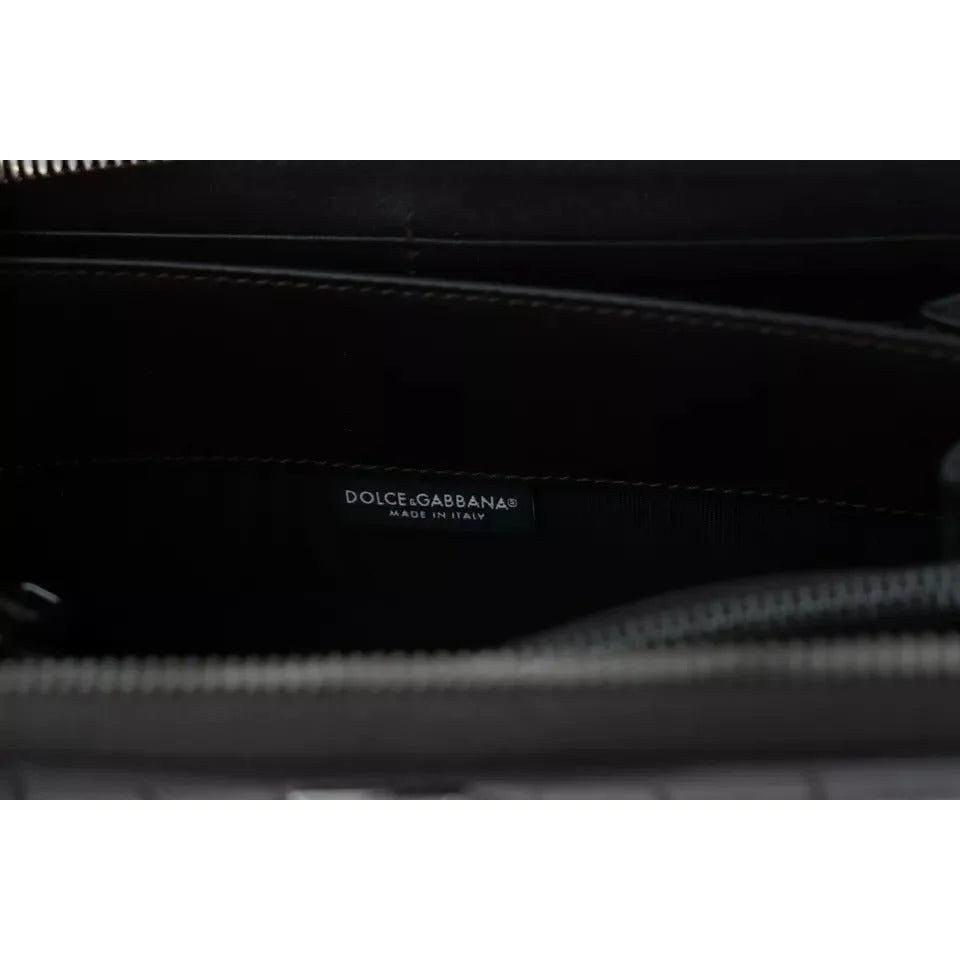 Dolce Gabbana Leather Wallet Luxurious Textured Zip Around Design &