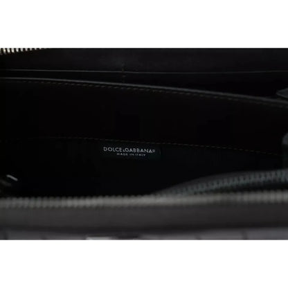 Dolce Gabbana Leather Wallet Luxurious Textured Zip Around Design &