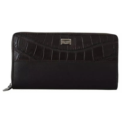 Dolce Gabbana Leather Wallet Luxurious Textured Zip Around Design &