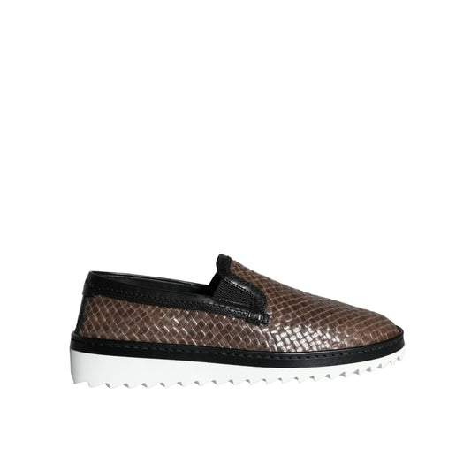 Dolce and Gabbana Leather Woven Loafers Shoes Steal &