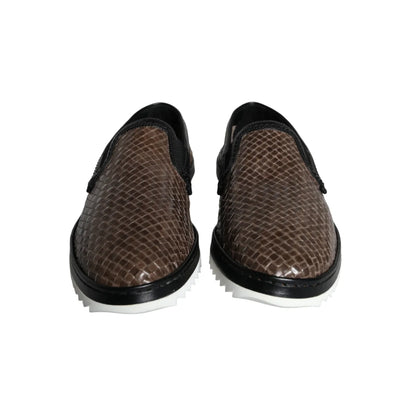 Dolce and Gabbana Leather Woven Loafers Shoes Steal &