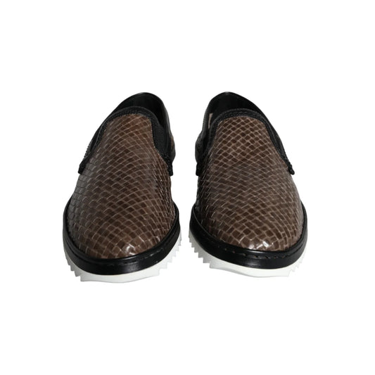 Dolce and Gabbana Leather Woven Loafers Shoes Steal &