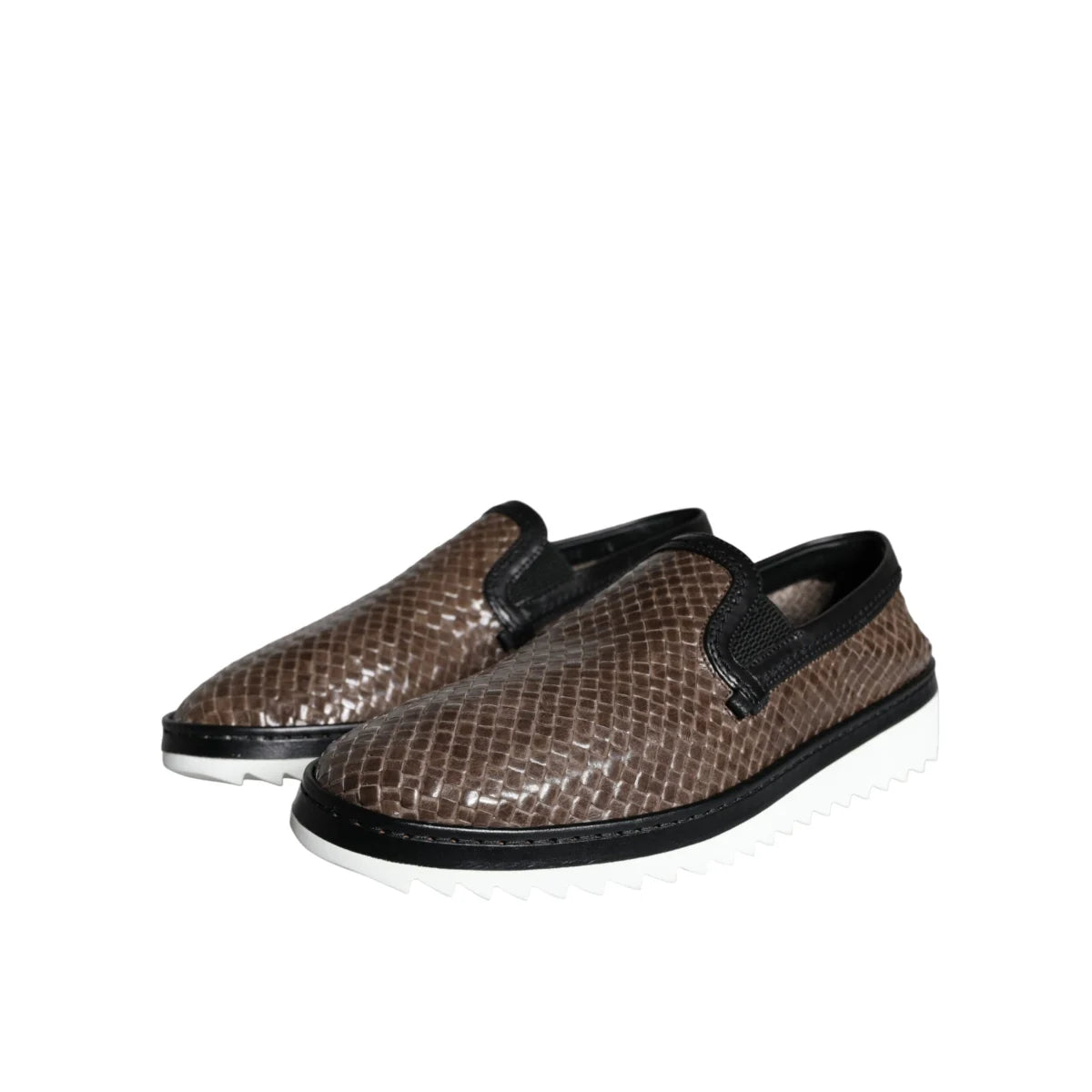 Dolce and Gabbana Leather Woven Loafers Shoes Steal &
