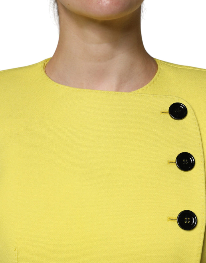 Dolce &amp; Gabbana Bolero Jackets - Lemon Yellow Wool Long Sleeves Cropped Coat Jacket
